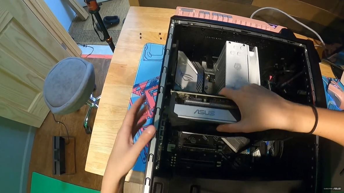 Woman building custom PC