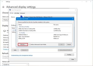 Windows 10 color profile settings