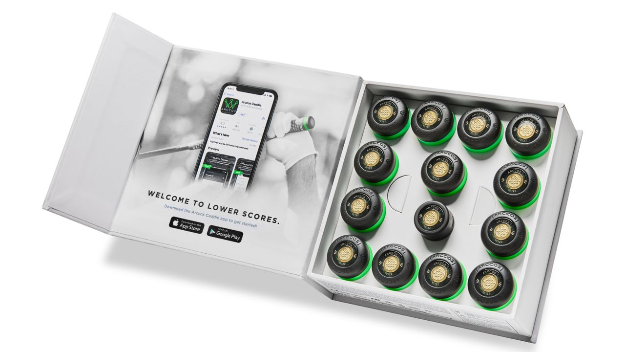 Arccos Golf Gen3+ smart sensors pictured