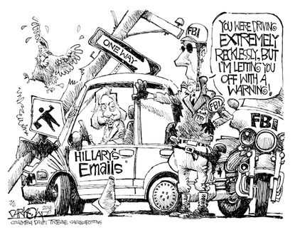 Political cartoon U.S. Hillary email warning