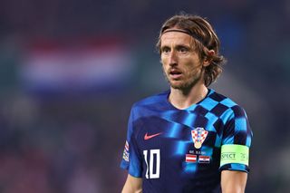 Luka Modric of Croatia looks on during the UEFA Nations League League A Group 1 match between Austria and Croatia at Ernst Happel Stadion on September 25, 2022 in Vienna, Austria.