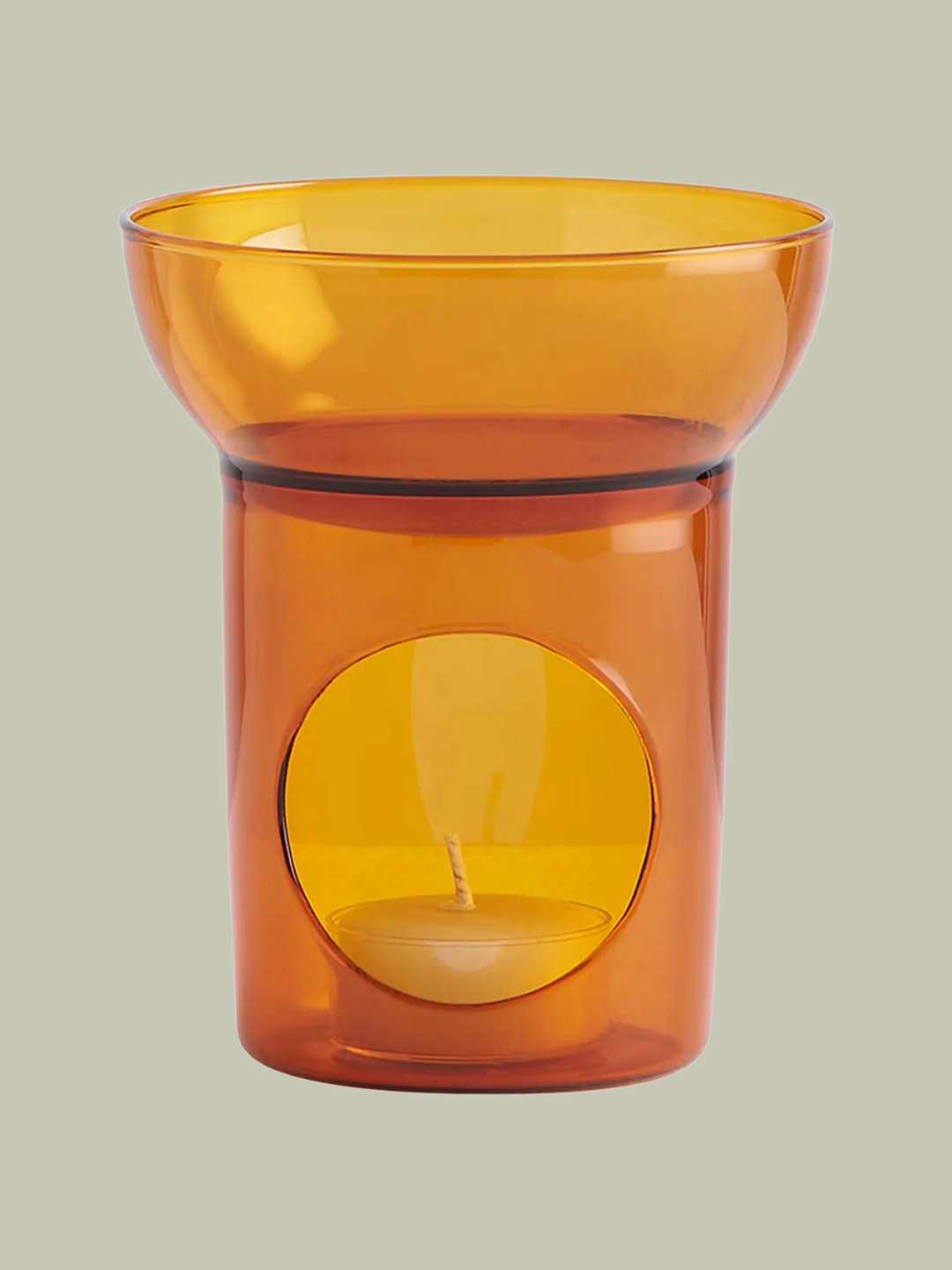 An amber oil burner