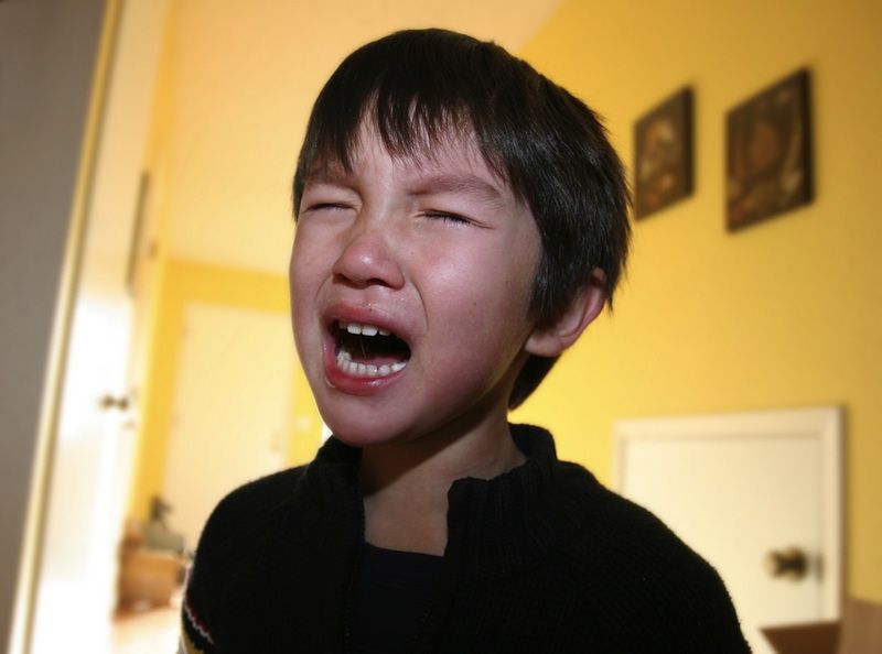 A little boy crying.