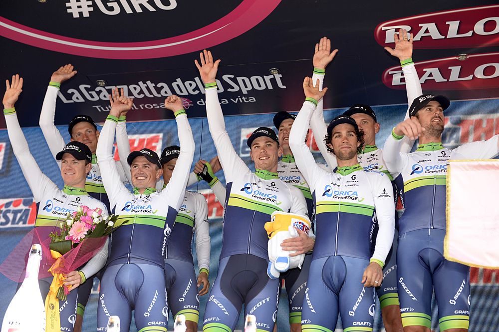 Orica-GreenEdge celebrate their Giro d'Italia stage win