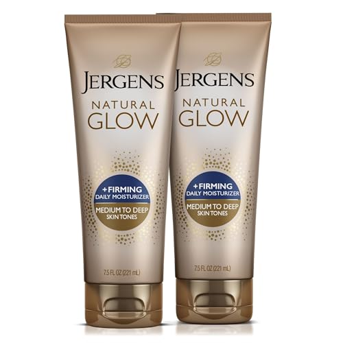 Jergens Natural Glow +firming Self Tanner Body Lotion, Medium to Deep Skin Tone, Sunless Tanning Moisturizer With Collagen and Elastin, Helps to Visibly Reduce Cellulite, 7.5 Oz, Pack of 2
