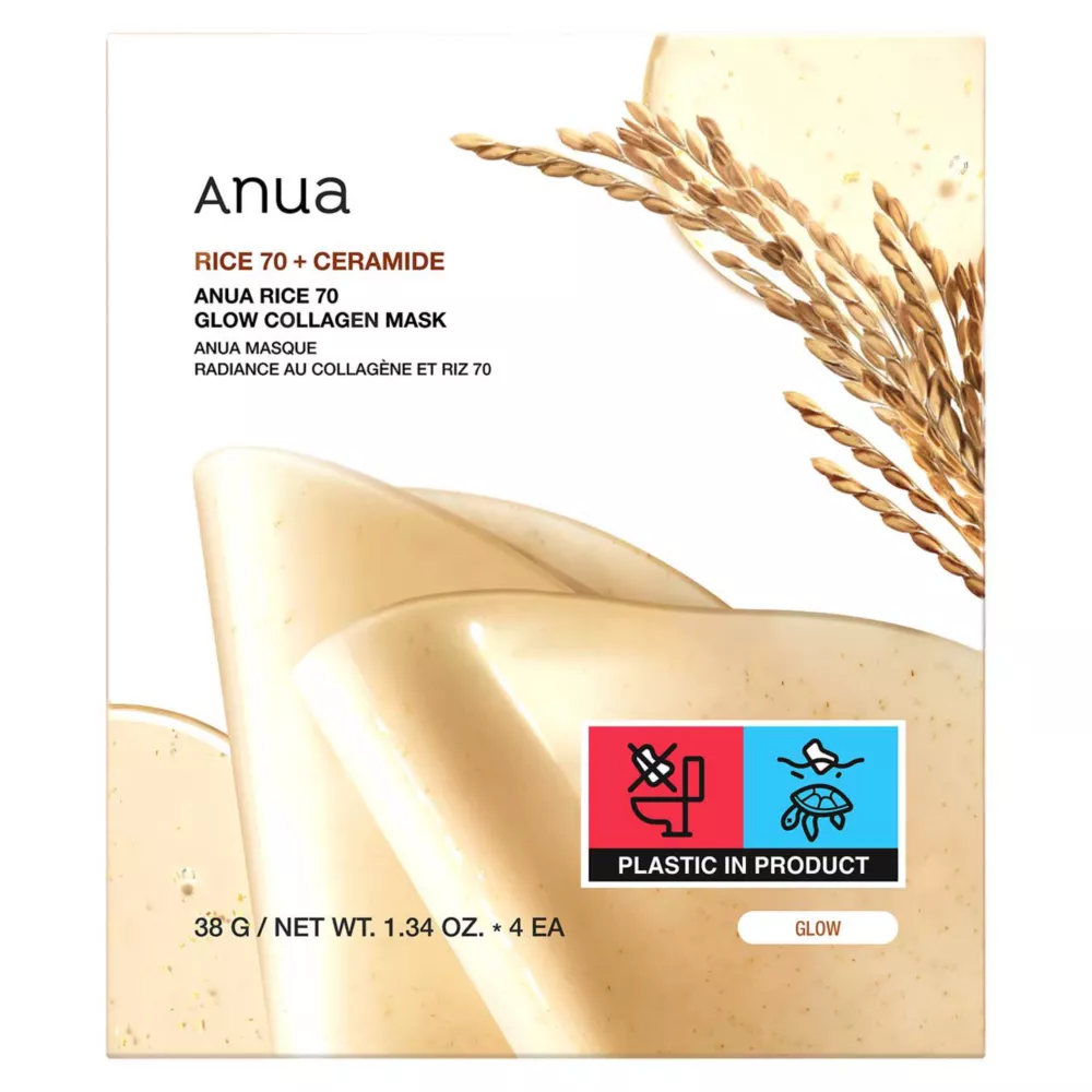 Anua Rice 70 Glow Collagen Mask 4 Pack