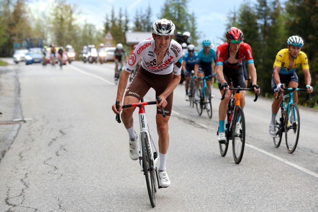 LA PLAGNE FRANCE JUNE 05 Ben Alexander Oconnor of Australia and AG2R Citren Team in breakaway during the 73rd Critrium du Dauphin 2021 Stage 7 a 1715km stage from SaintMartinLeVinoux to La Plagne 2072m UCIworldtour Dauphin dauphine on June 05 2021 in La Plagne France Photo by Bas CzerwinskiGetty Images