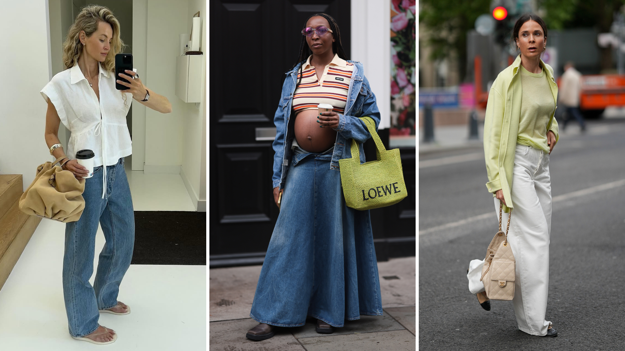 Influencers wearing SS25 denim trends