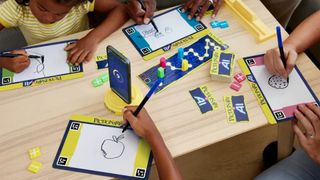 Family playing Pictionary Vs. AI