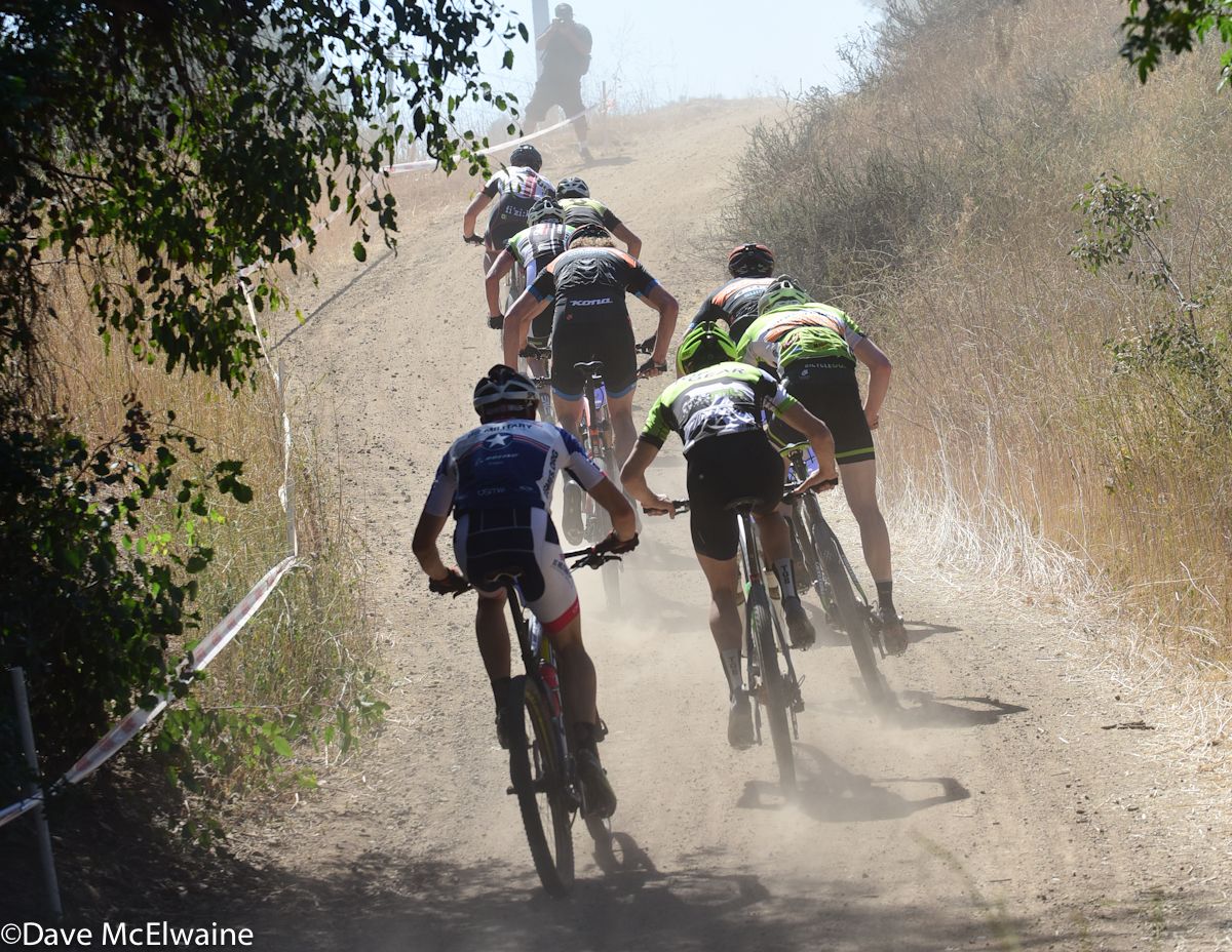 Riders tackle the only climb on the course.