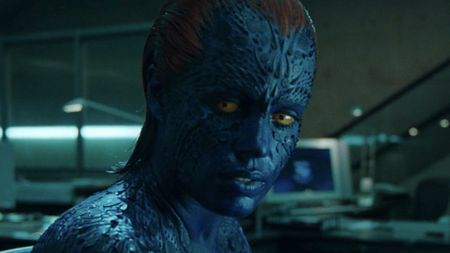 Close-up on Mystique steling data from computers in X2: X-Men United
