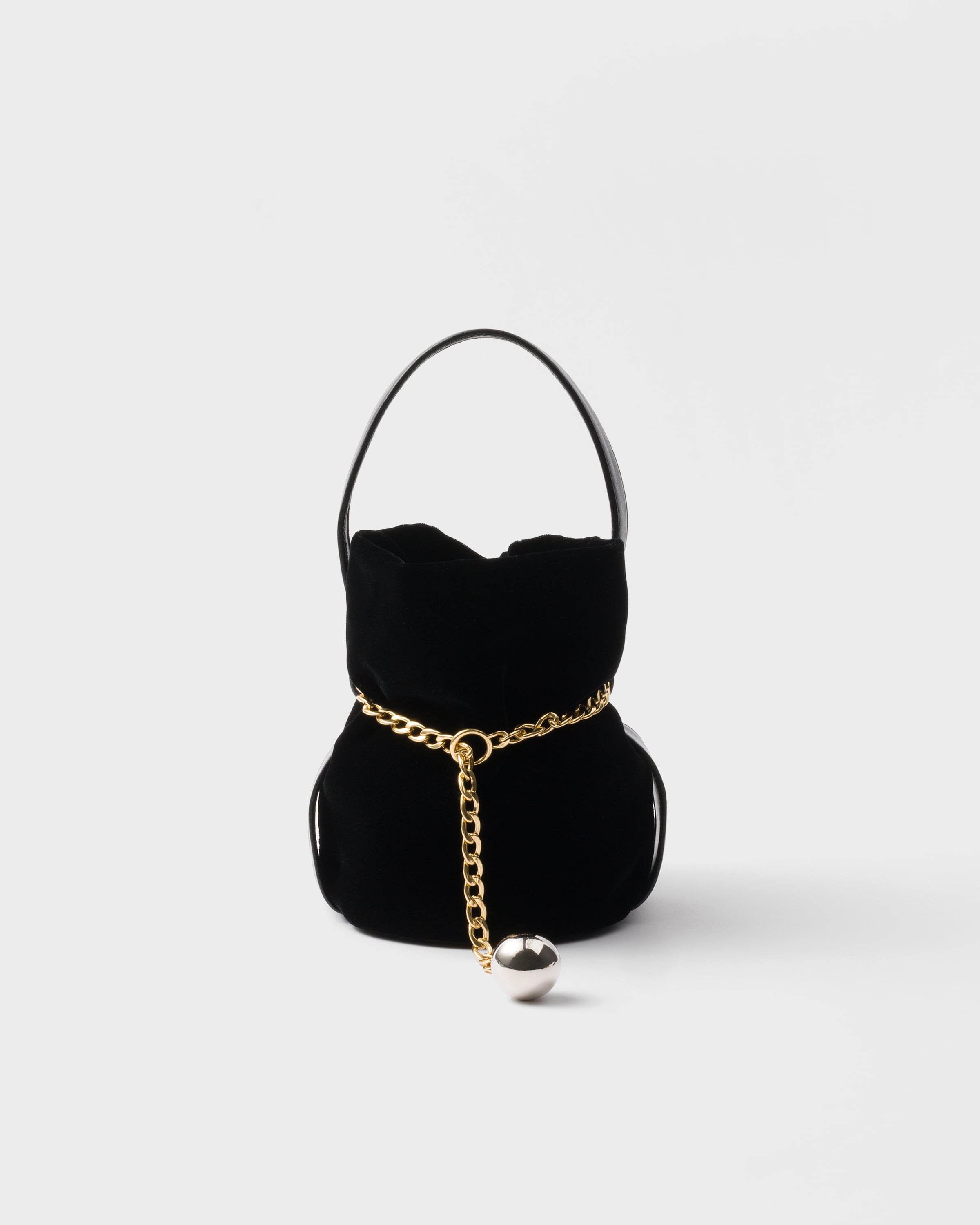 Prada Petit Sac Noir Mini Velvet and Nappa Leather Bucket Bag