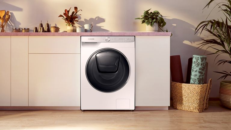One of the best Samsung washer dyers in a modern kitchen