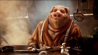 A shot of Beyond Good and Evil 2 showing an anthropomorphic pig man
