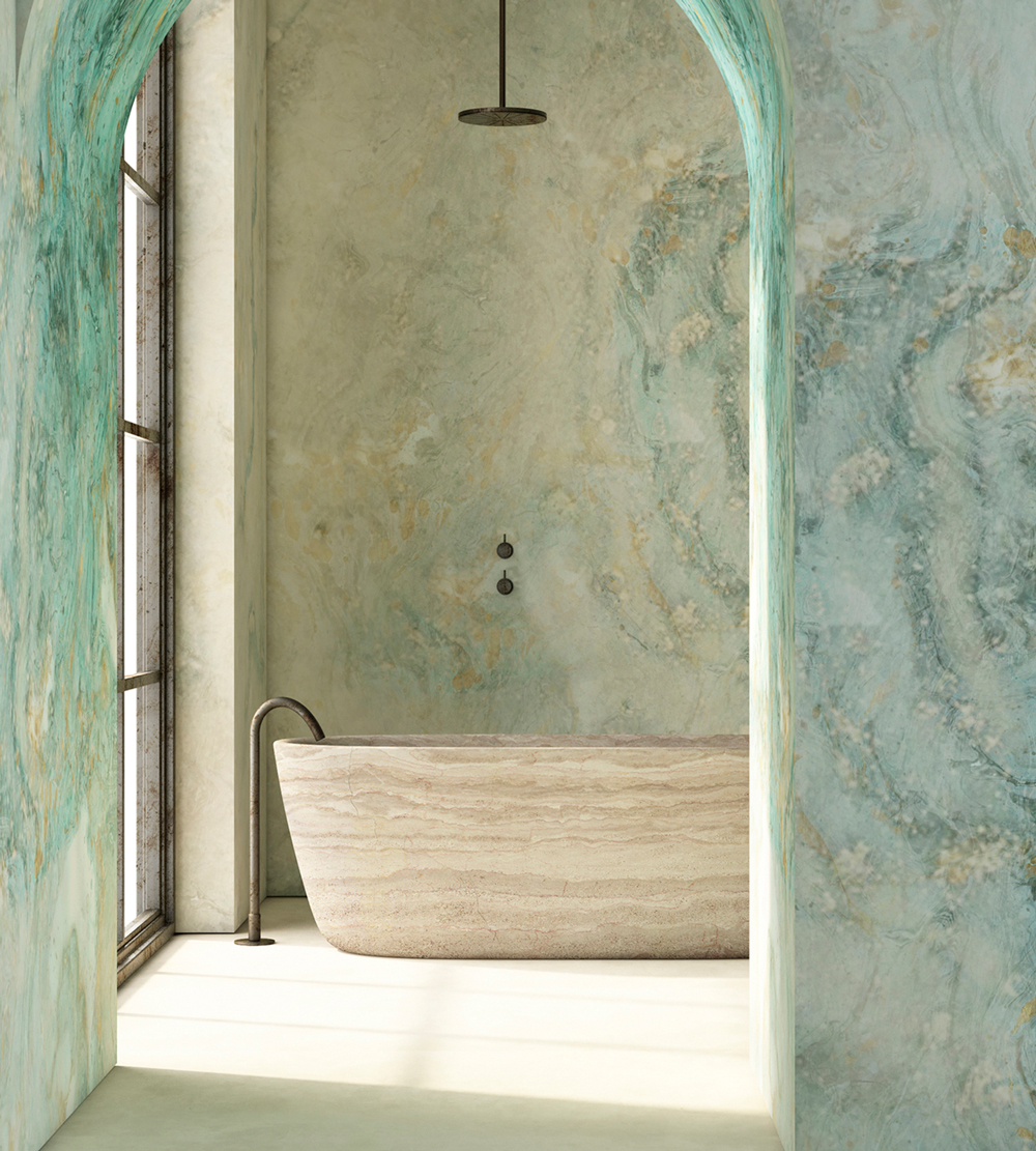 modern green marble bathroom