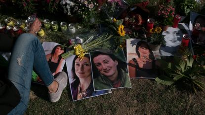Memorial photos of assassinated Maltese journalist Daphne Caruana Galizia
