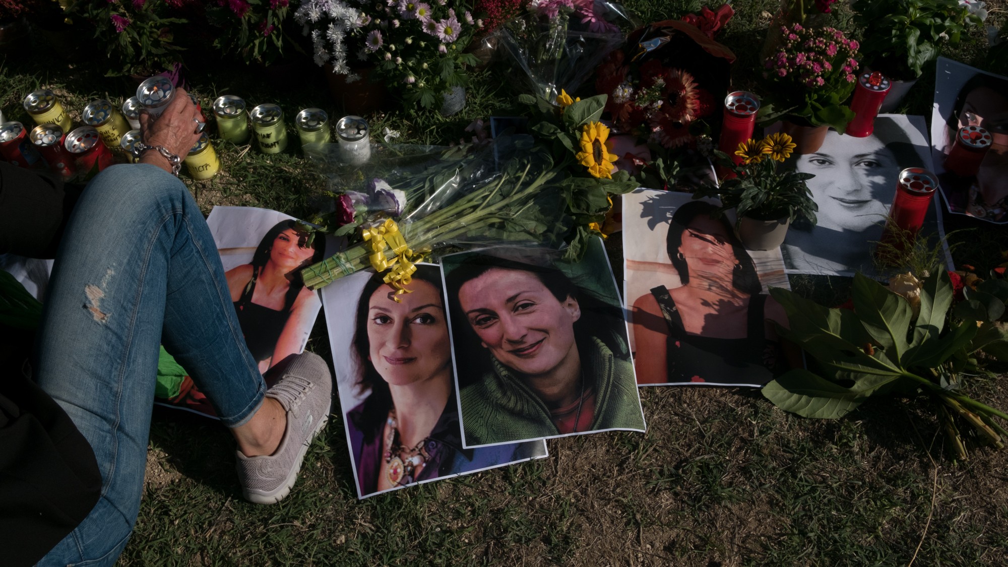 Memorial photos of assassinated Maltese journalist Daphne Caruana Galizia