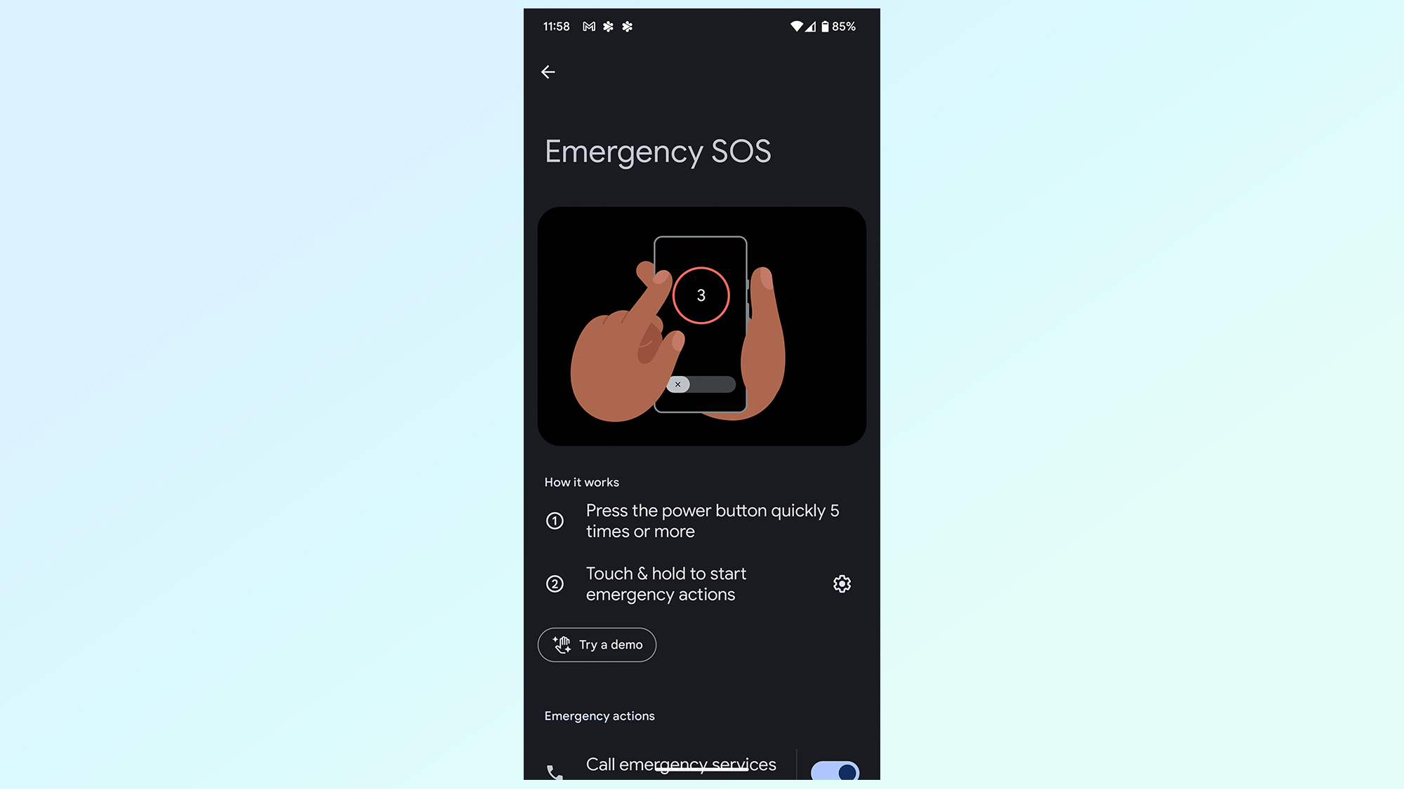 Google Emergency SOS bietet einen zweistufigen Anrufvorgang