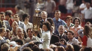 Billie Jean King with trophy