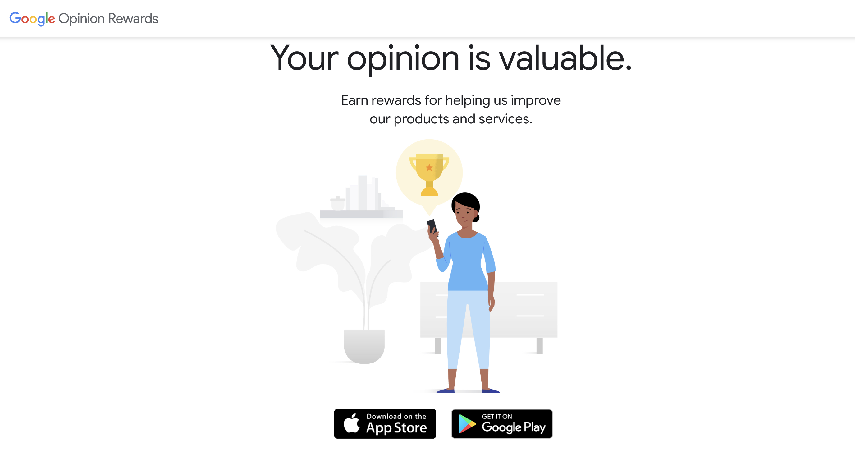 An image of the Google Opinion Rewards homepage
