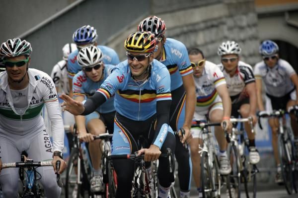 Tom Boonen on a training ride with the Belgian squad.