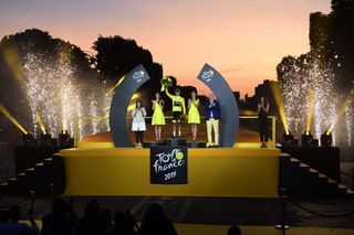 Egan Bernal (Team Ineos) on the Tour de France podium