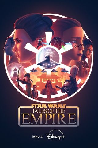 portraits of several characters holding weapons above the text "Star Wars: Tales of the Empire"
