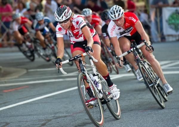 Action in the women's Terrapin Twilight Criterium