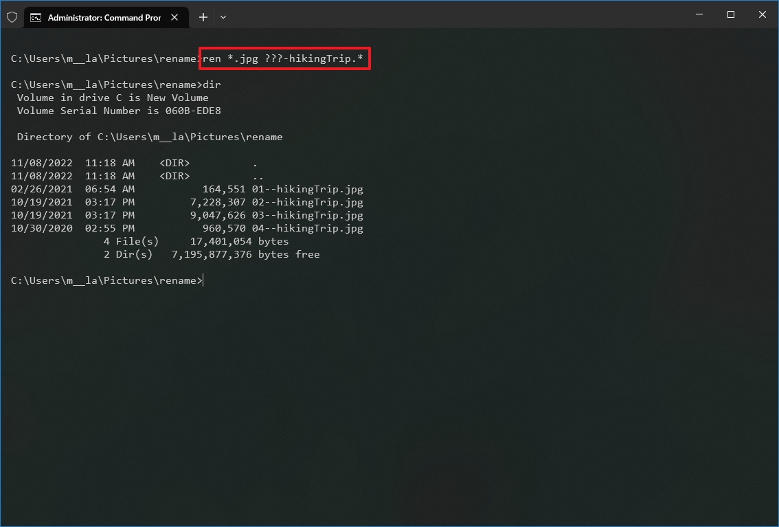 Command Prompt rename multiple files