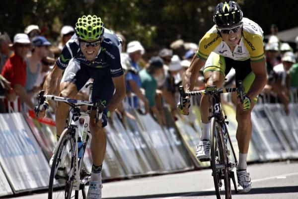 The hilltop sprint saw a close-fought battle between Alejandro Valverde (Movistar) and Simon Gerrans (GreenEdge).
