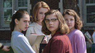 Four girls standing outside a school in It Welcome to Derry