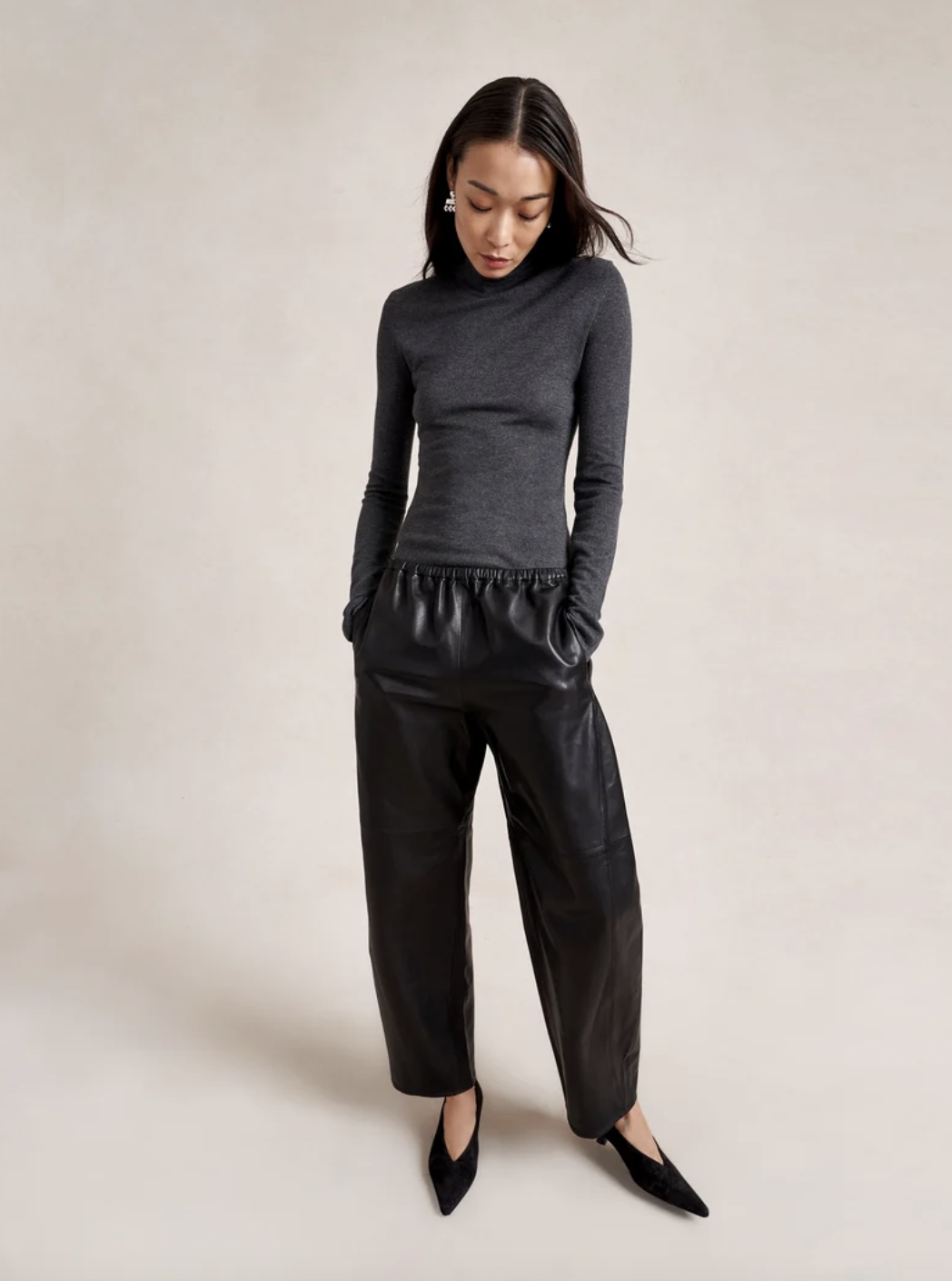 La Ligne, Leather Barrel Colby Pant Xxs in Black