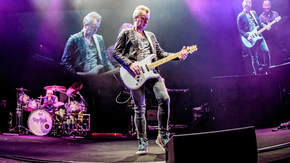 Simon McBride performs onstage with Deep Purple