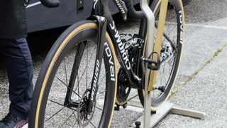 Is Remco Evenepoel back racing earlier than planned? Name sticker on unreleased Specialized at the Tour Auvergne-Rh&ocirc;ne-Alps suggests he might be