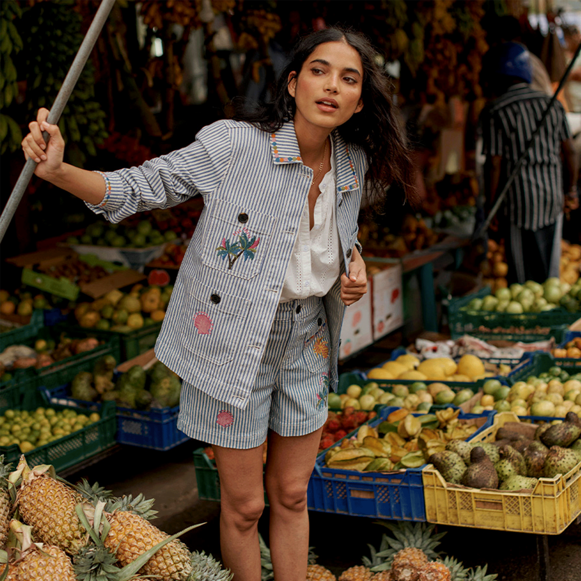 Models wearing summer clothes.