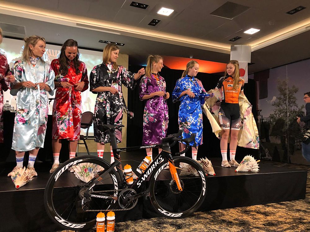 Boels Dolmans 2020 team presentation - riders on stage