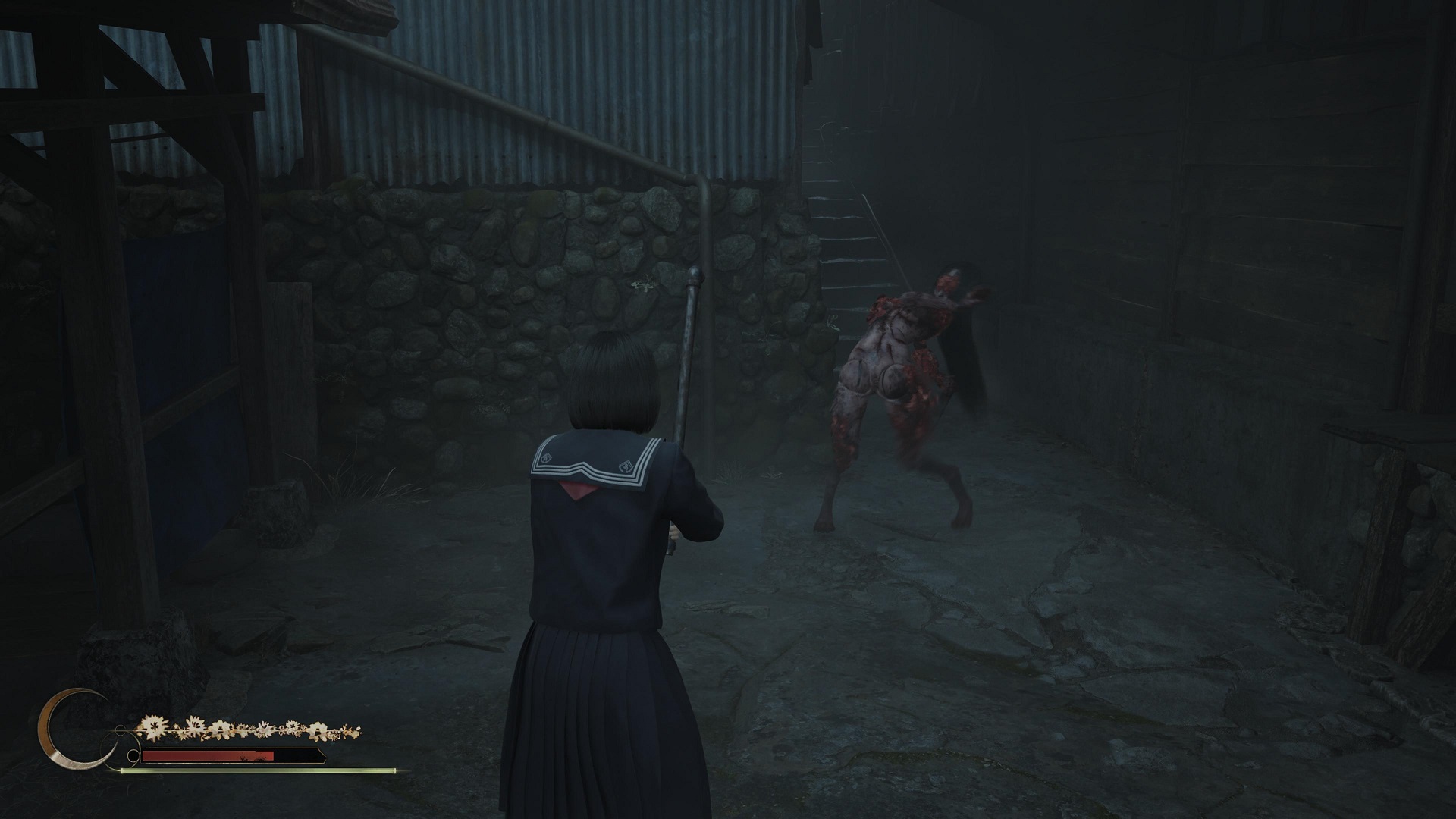 Hinako facing off against an enemy in Silent Hill f