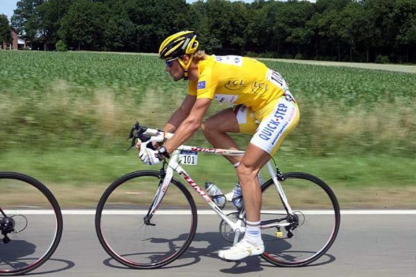 Tom Boonen (Quick.Step) rides through Belgium in the maillot jaune
