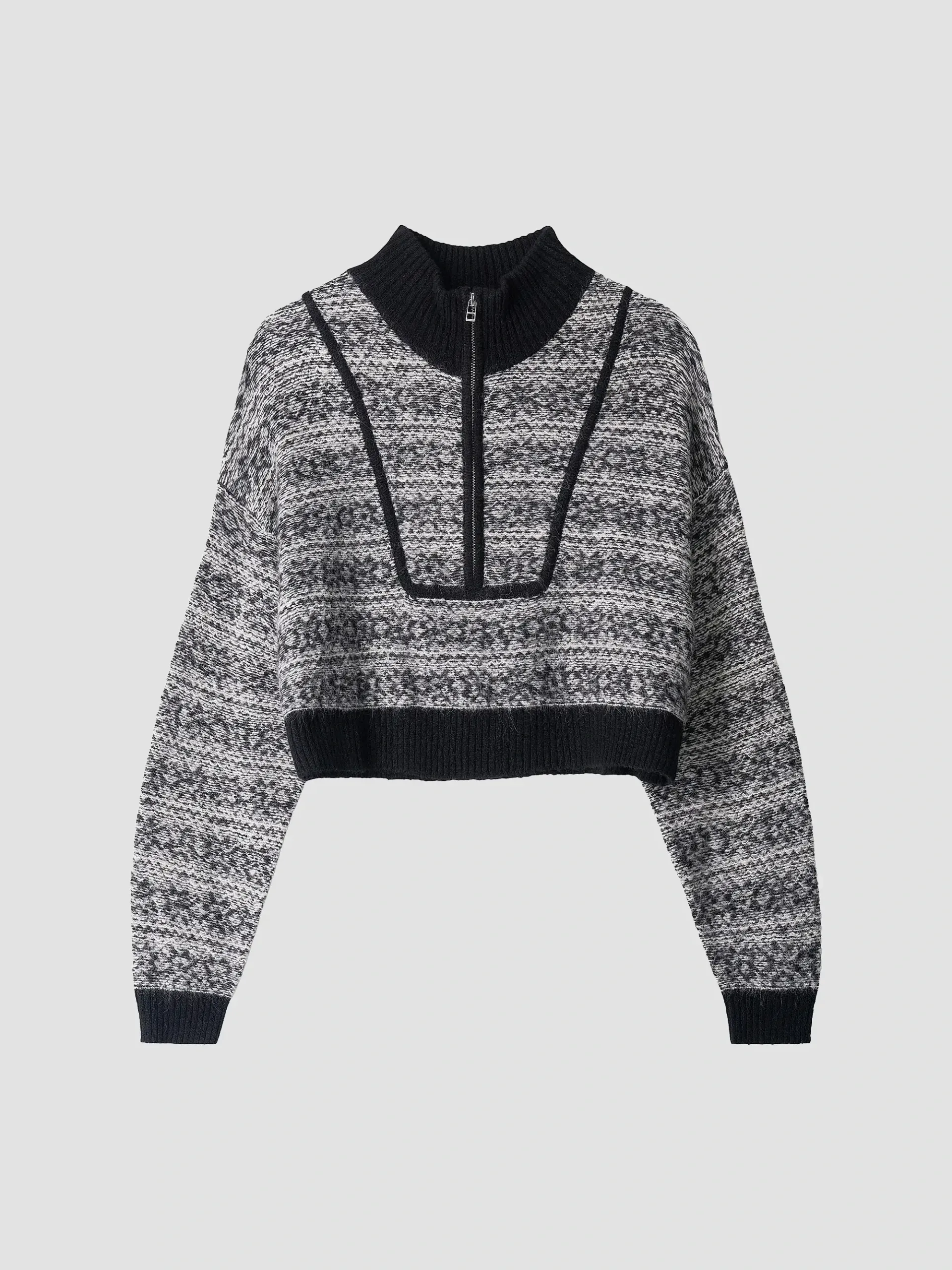Hampton Patterned Half-Zip Crop Sweater