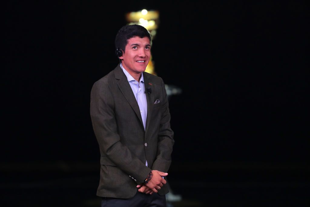 Defending champion Richard Carapaz at the 2020 Giro d'Italia presentation