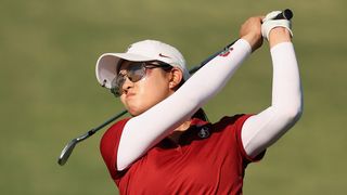 Rose Zhang takes a shot during the 2023 NCAA Women’s Golf Championships