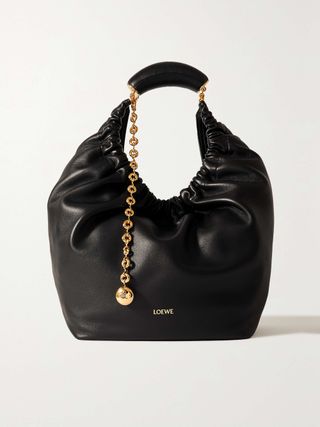 Squeeze Medium Chain-Embellished Gathered Leather Shoulder Bag