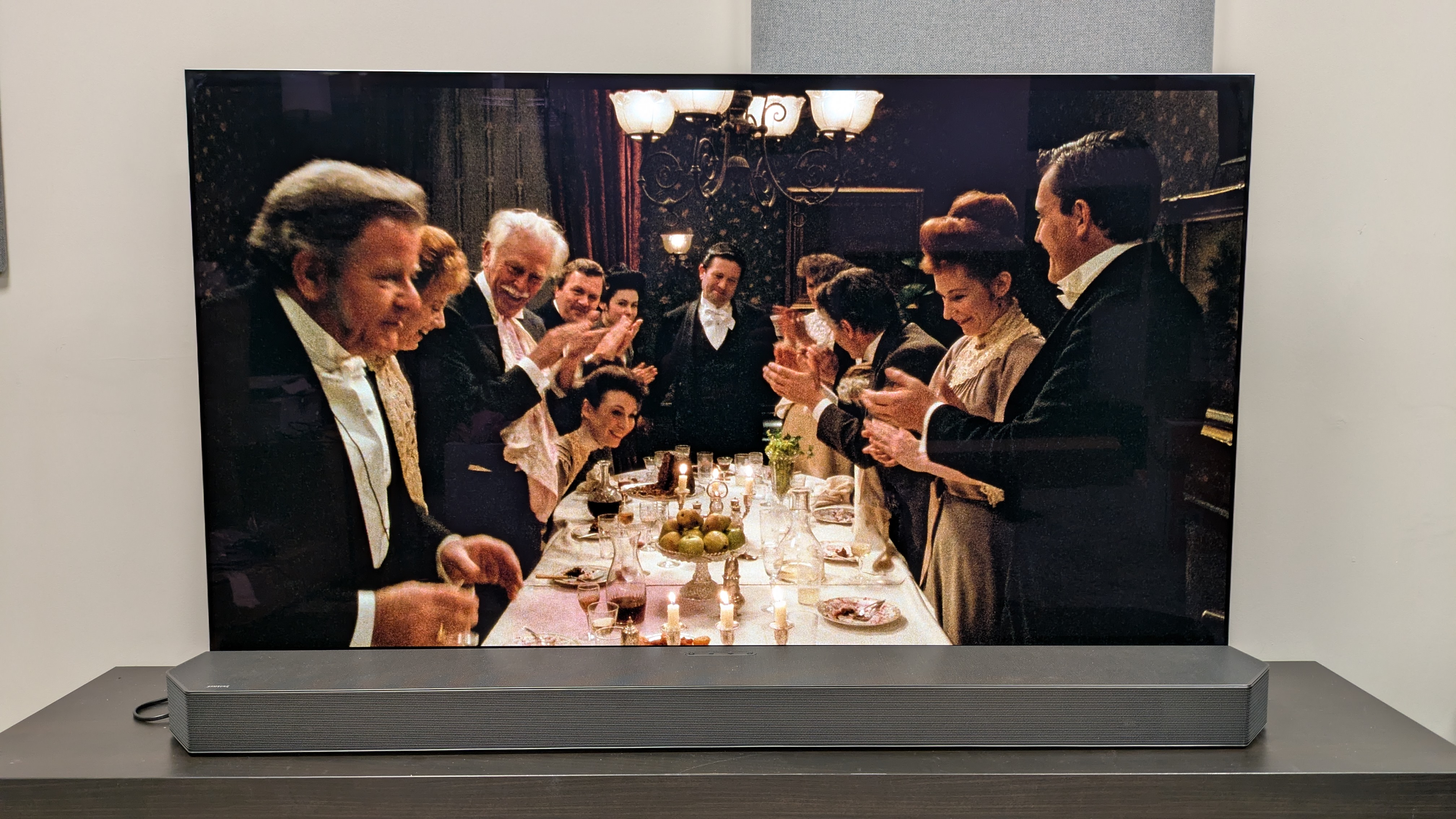 The Dead 4K Blu-ray on the LG G5 showing dinner party 