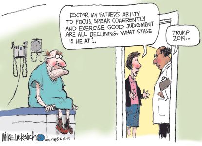 Political Cartoon U.S. Trump good judgment mental health