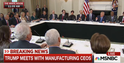 President Trump asks GE CEO to tell story of his hole-in-one.