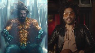 Jason Momoa in Aquaman and The Lost Kingdom and Lenny Kravitz in Star, side by side.