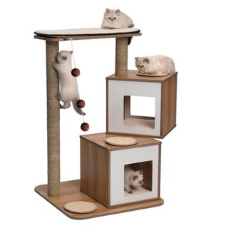cat tree for living room and wooden box on tree