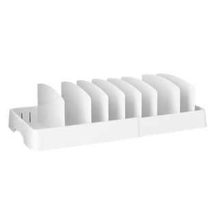 A white expandable lid organizer