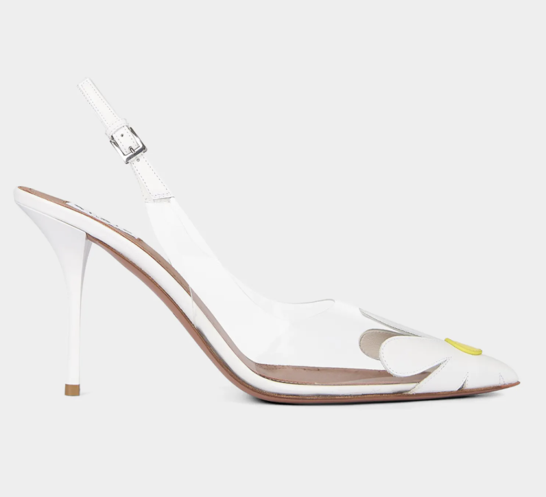 Ala&amp;iuml;a, 90mm Bloom Transparent Slingback Pumps