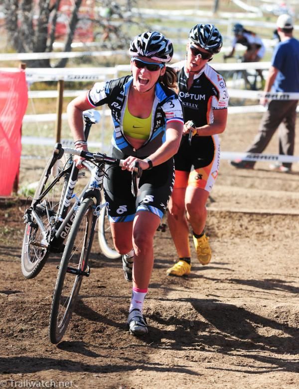 Caroline Mani (Raleigh Clement) gasping for air on the run-up